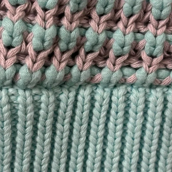 Ksubi Waffle Knit Sweater / Jumper size XS in Mint Blue-Green / Light Gray - Picture 4 of 8